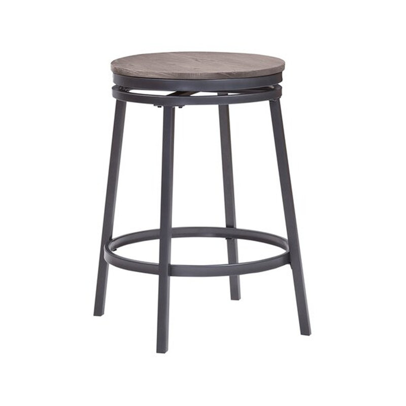 Deanna Backless Metal Swivel Stool, Counter Stool (25" Seat Height), Dark Driftwood