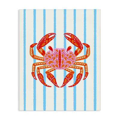 Crabe vif sur toile rayée, design par Indira Prieto | IndySign
