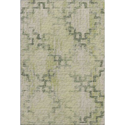 Premium Machine Washable Taquoia AMF121 Green Rug