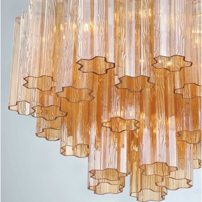 Lustre à niveaux Arras, Laiton vieilli, Jaune, H 14 po x l 19,75 po x P 19,75 po