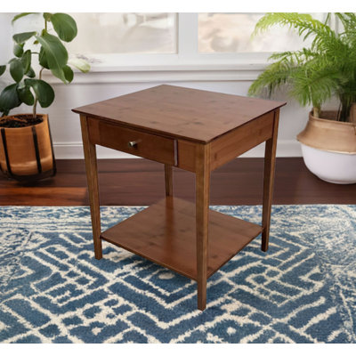 Table de bout en bois massif avec rangement Amreece