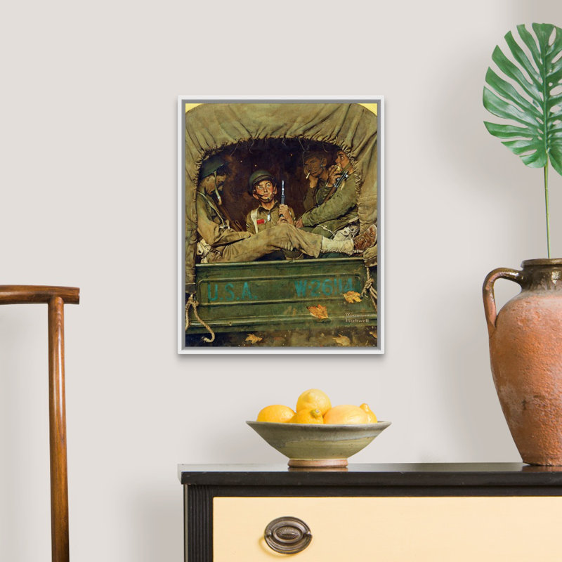 "Norman Rockwell", Willie Gillis, art mural sur toile, Cadre flottant blanc, H 22 po x l 18 po x P 1,75 po