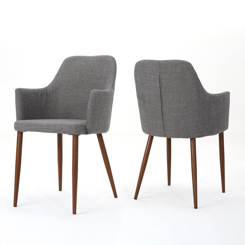 DINING CHAIR, Walnut, Light Gray