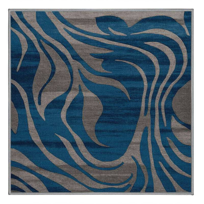 Tapis abstrait gris lavable à la machine, Carré 4 pi