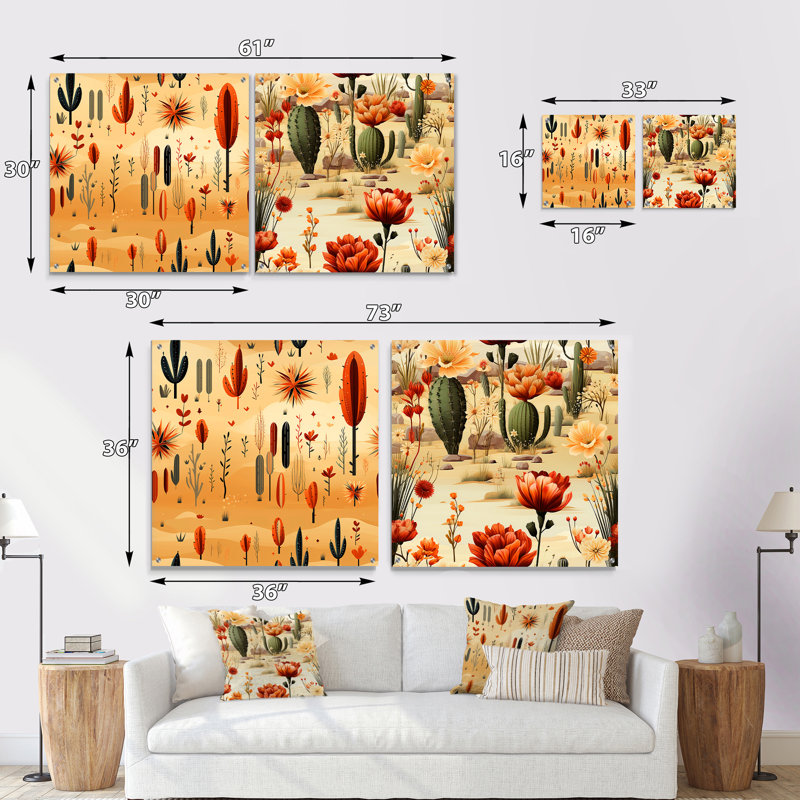 Katie - Ensemble de 2 art mural en verre acrylique, H 36 po x l 73 po