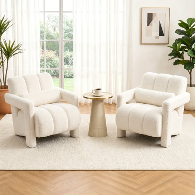 28'' Wide Upholstered Teddy Accent Chair with Arm Set of 2