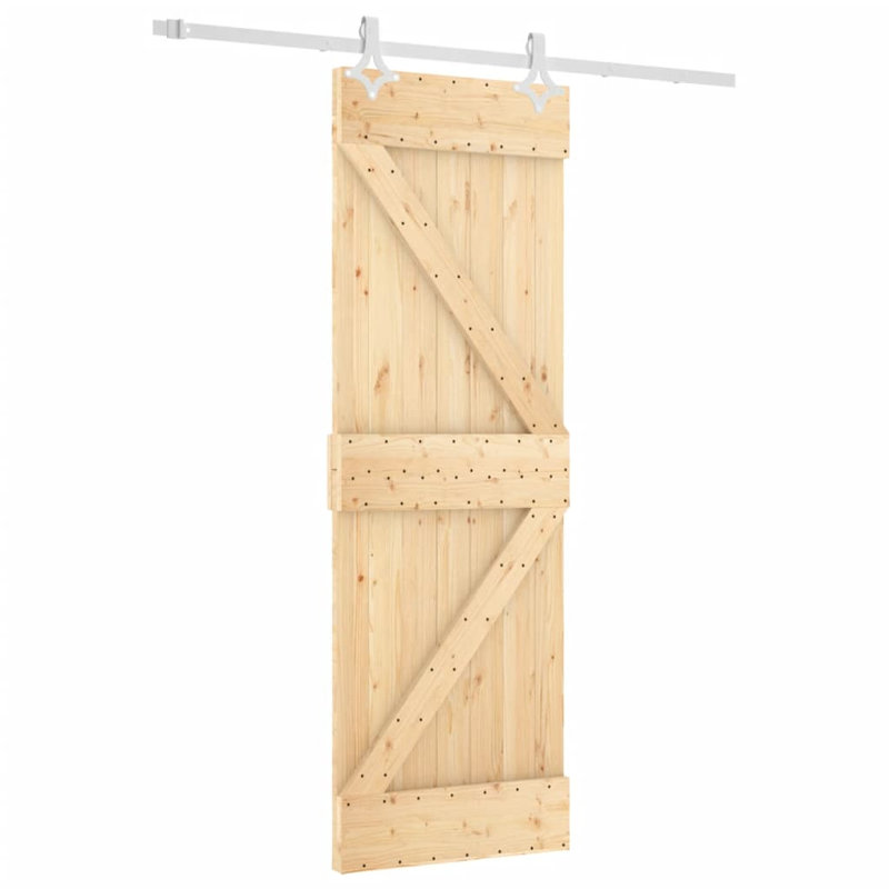Porte coulissante avec quincaillerie Vidaxl, 27,6 po x 82,7 po, Blanc/naturel