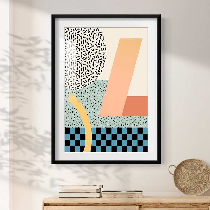 Modern Memphis IV - Impression encadrée, H 25,5 po x l 17,5 po, Noir