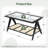 39.4" Glass Top Coffee Table with ABS Rattan Storage Shelf-357663202