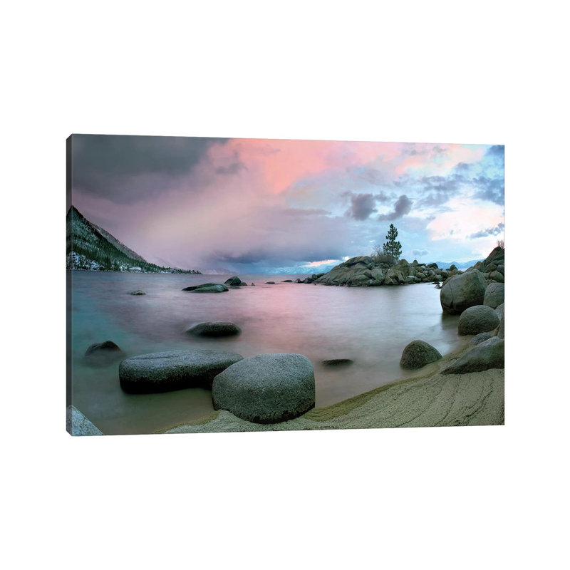 Hidden Beach at Sunset, Lake Tahoe, Nevada 1 Piece Wrapped Canvas Wall Art, 101.6 cm H x 66.04 cm W x 3.175 cm D