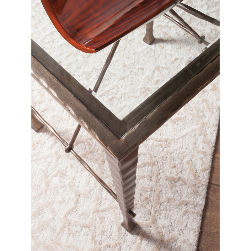 Cortona Rectangular Brown Metal and Glass Console Table