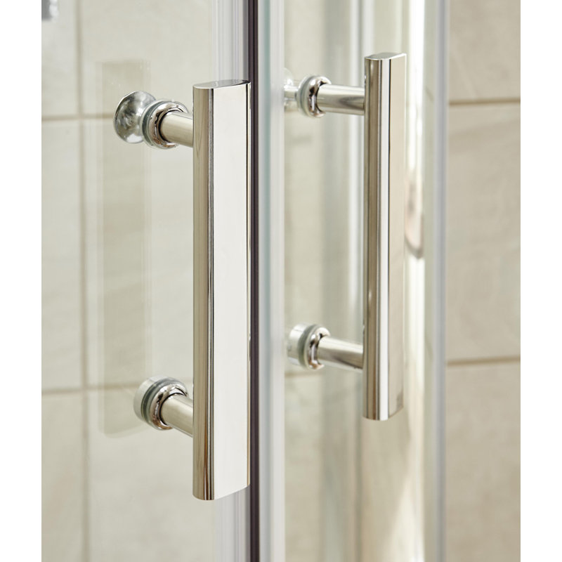 Pacific 645mm - W x 1850mm H Hinged Semi-Frameless Shower Door with Clear Glass, 185cm H x 69cm W x 4.4cm D