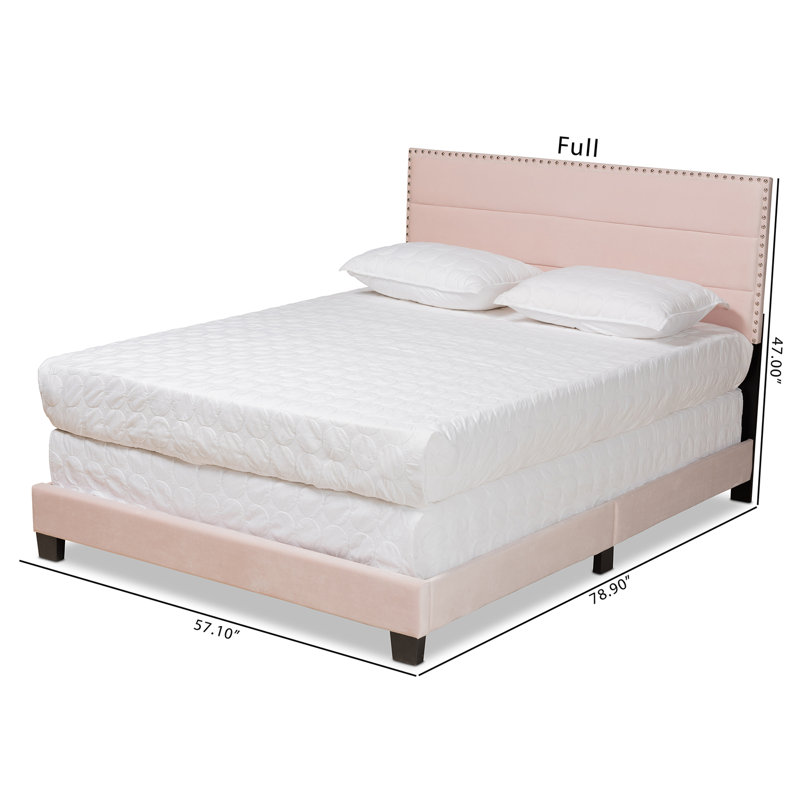 Lit standard tapissier à profil bas Wars, Double, Rose clair