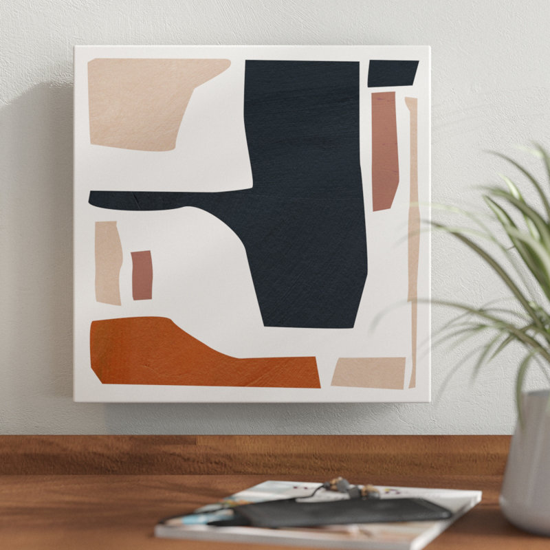 «Mid Century Shapes IV» par Melissa Wang, reproduction sur toile, H 12 po x l 12 po, Toile avec cadre blanc, Non
