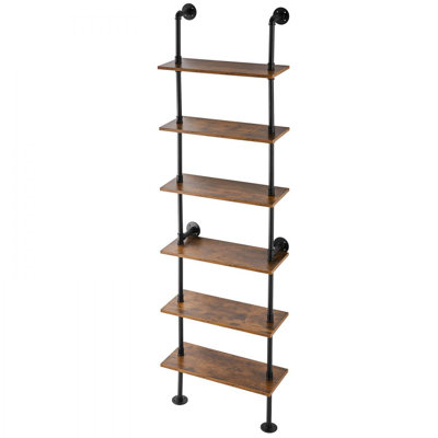 Industrial Pipe Shelf 6 Tier 24x9.84in Wall-Mount for Kitchen Bedroom