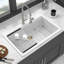 Évier de cuisine en quartz - Évier de cuisine encastré en granite blanc 33 po x 22 po x 9,65 po-119209012