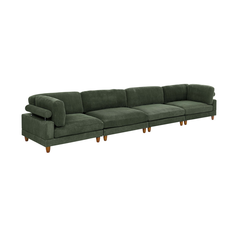 178" Wide Left Hand Facing Modular Corner Sectional, Hunter Green Corduroy