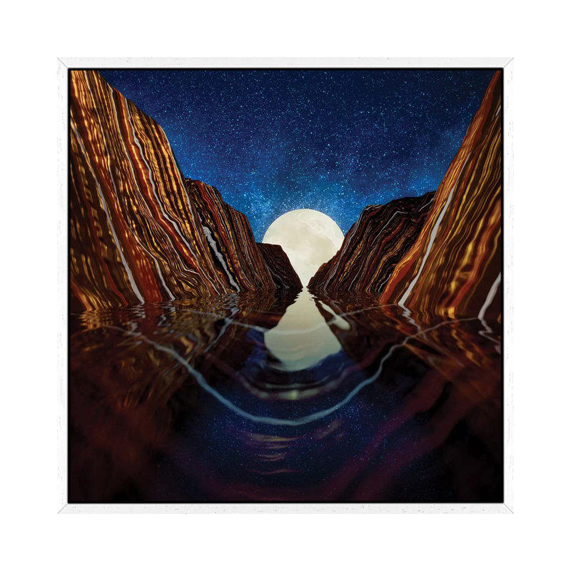 Moon Reflection - Print on Canvas, 45.72 cm H x 45.72 cm W, White Framed