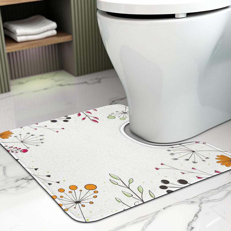  Tapis de salle de bain en U moderne 20 po x 16 po vert pistache magenta