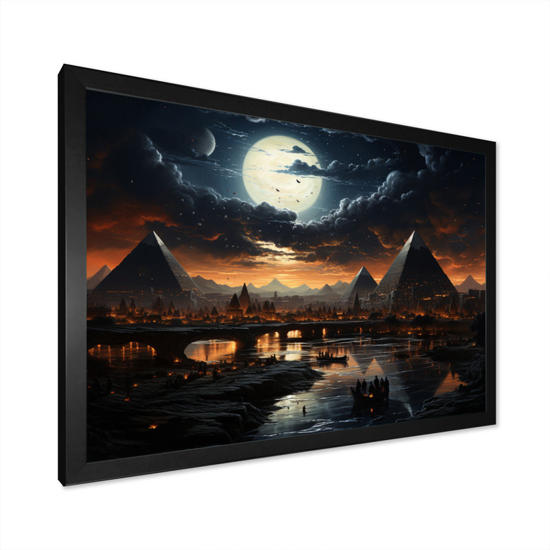 " Egypt Celestial Sky Pyramid ", Black Picture Framed, 30" H x 40" W x 1.5" D