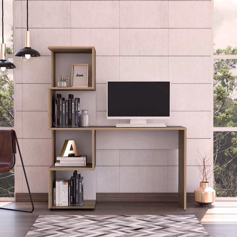 Writing Desk with Geometric Bookcase
