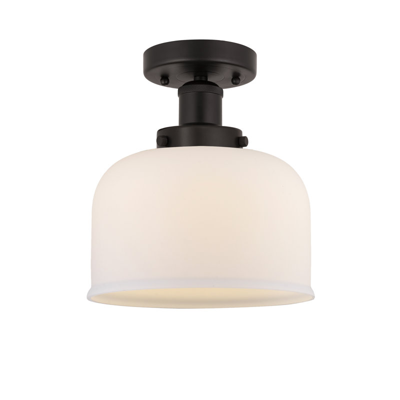 Plafonnier semi-encastré en verre Coppell, Blanc mat, Bronze huilé