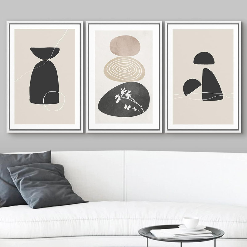 Mid Century Shape " Geometric Mid-Century Polygons Graffiti & Street Art Abstract Modern Art Decor Zen " 3 - Pieces