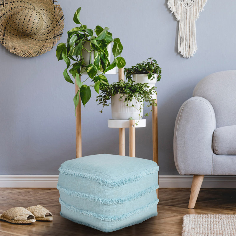 Repose-pieds 18 po 100% coton, Bleu clair