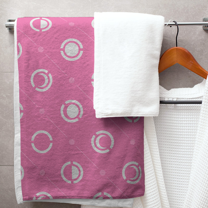 Serviette de bain Classic, Rose foncé / Gris foncé