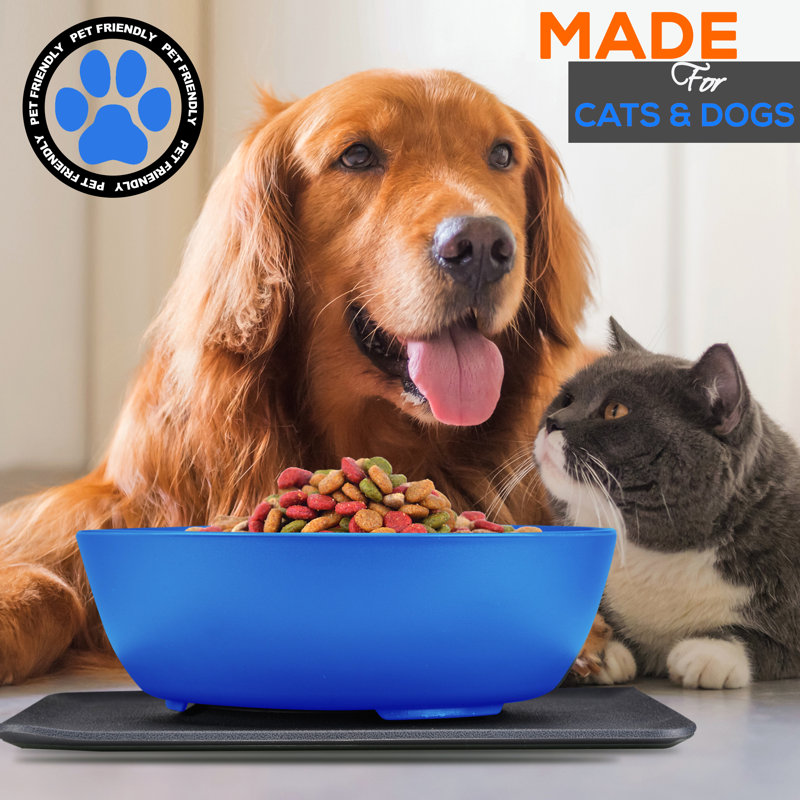 Blue Non-Slip Twist-Lock Pet Feeding Bowl with Suction Mat