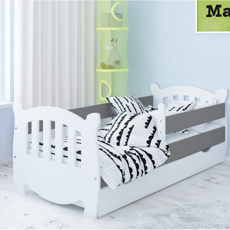 Langston Cabin Bed with Storage Included, 80 x 140 cm, White/Grey
