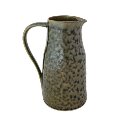 Round Stoneware Pitcher in Reactive Glaze