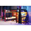 Lit superposé simple en forme de L avec lit mezzanine simple, bureau intégré, tablettes et DEL