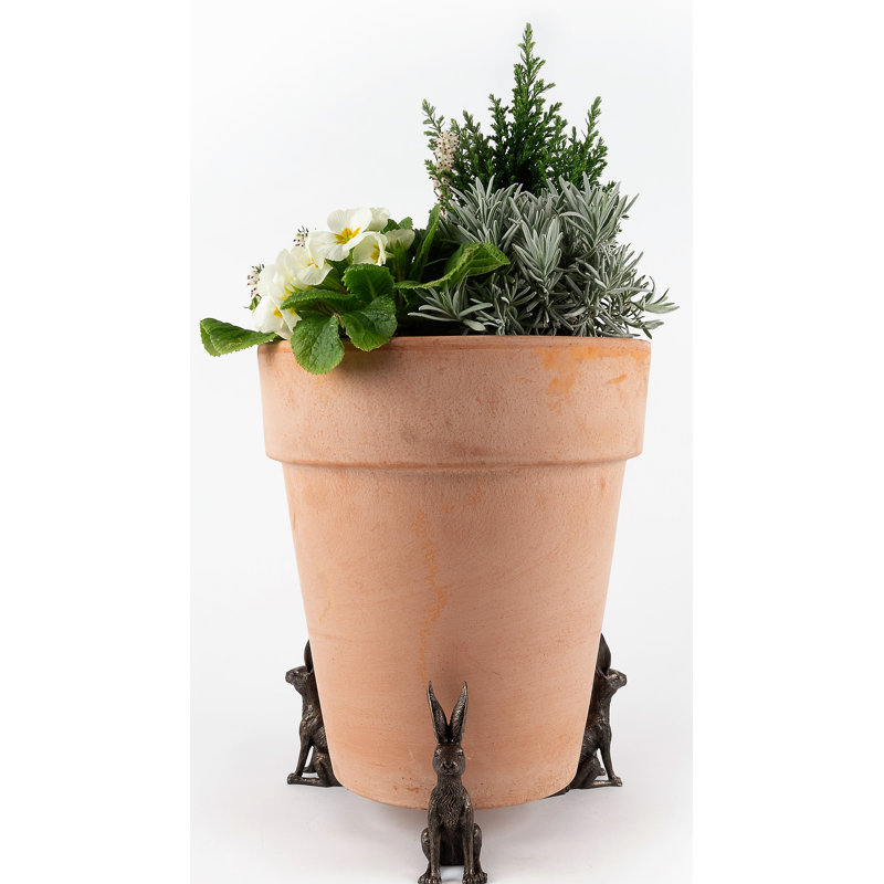 Antique Bronze Sitting Hare Plant Pot Feet Set