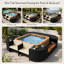 Ensemble de canapé de patio beige en rotin avec armoires de rangement et coussins résistants à l'eau-129020533
