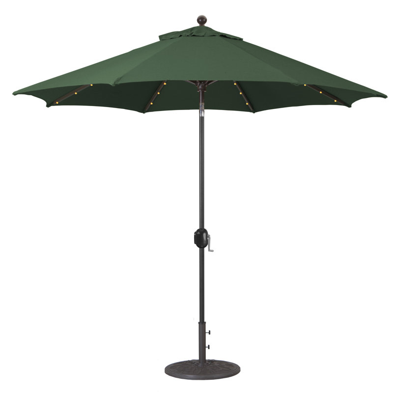 Parasol de marché lumineux 9 pi Nadasha, Noir, Vert forêt