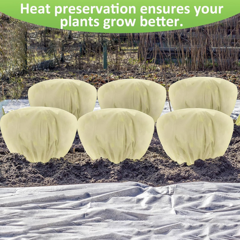 12-Pack Plant Fleece Frost Protection Bags 100x60cm with Drawstring | Breathable Winter Covers for Shrubs, Potted Plants, Fruit Trees & Garden Protection