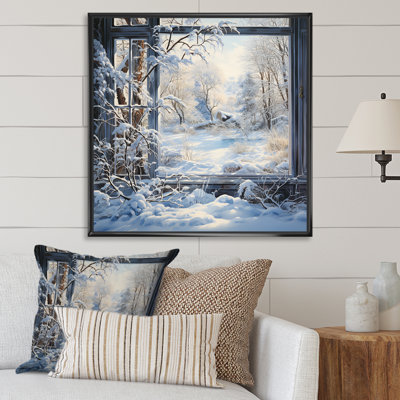 «Winter River Window View I - Winter Landscape», art mural