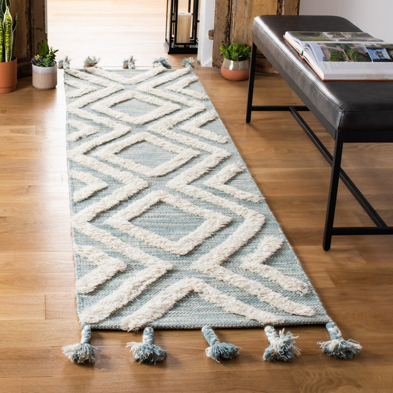 Tapis en laine touffeté à la main Alimatou, Tapis de couloir 2 pi 3 po x 8 pi
