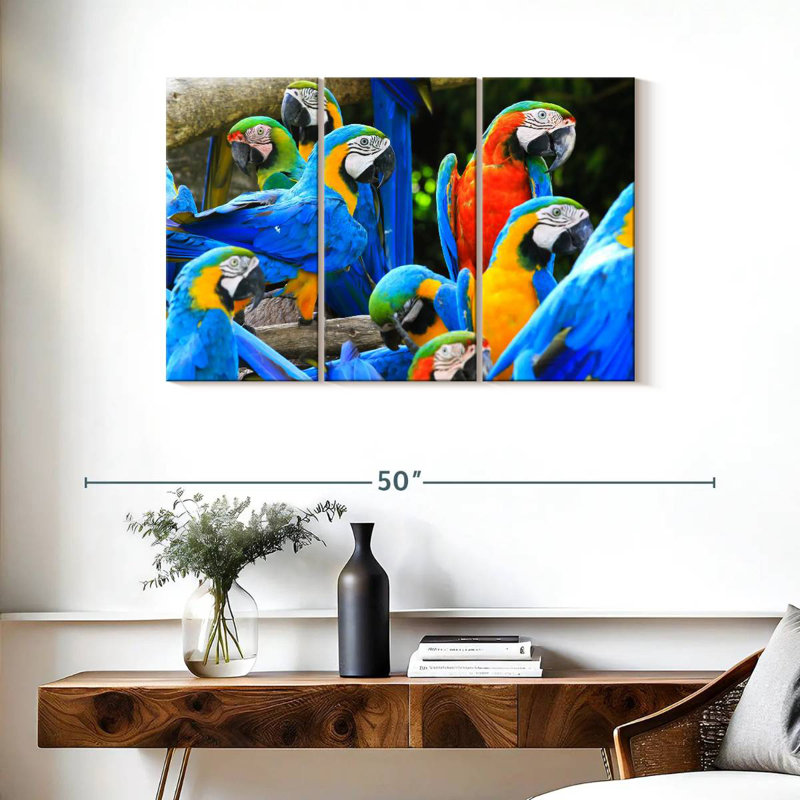Brampt Flock Of Macaws, 24" H x 38" W