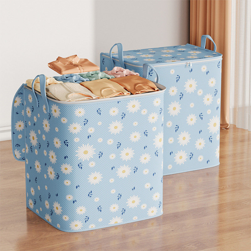  100L Storage Bins with Lids, Closet Organizers and Storage, Foldable Clothes Storage Bags or Moving Packing Bags, Storage Basket Containers for Blanket, Comforter, Pillow, Bedding