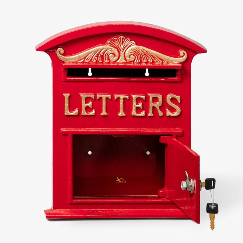 Berkay Metal Wall Mounted Post Box, Red