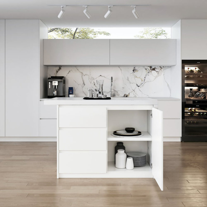 50" Modern Kitchen Islands With Storage, White