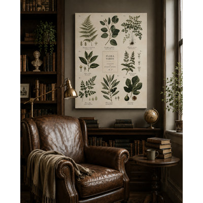 Flora Verde Chart - Vintage Botanical Chart on Wrapped Canvas Wall Art