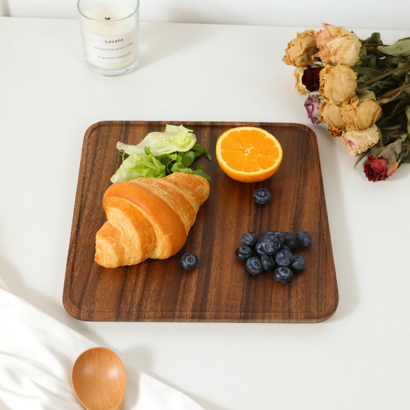 Millwood Pines Colleene Walnut Tray, 0.6" H x 7.9" L x 7.9" W