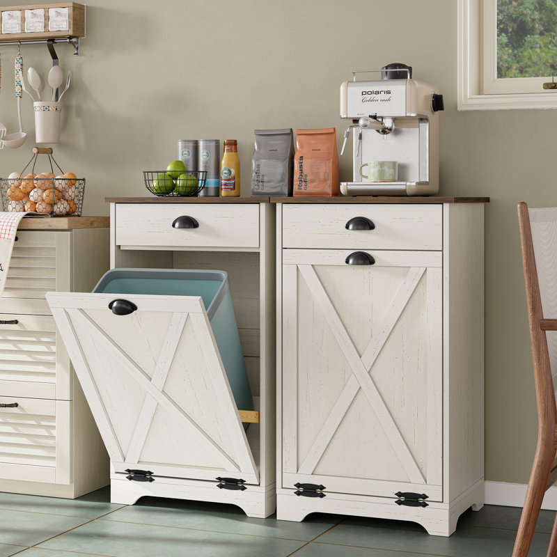 Poubelle inclinable 10 gallons Ecoguard (non incluse), Brun / Blanc
