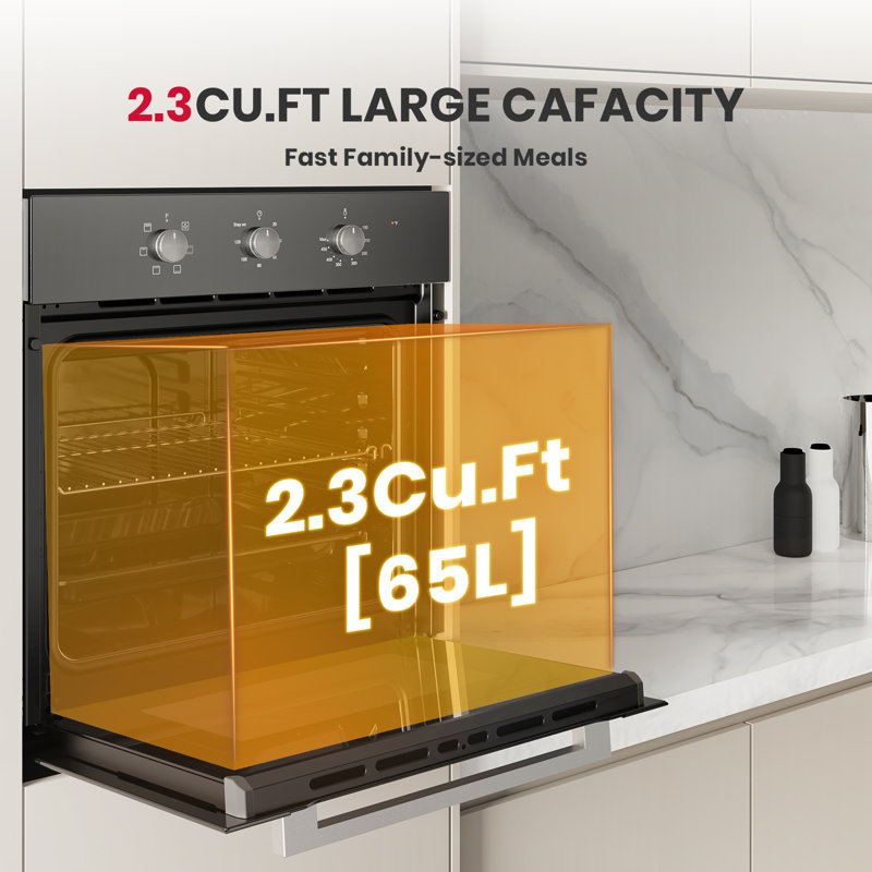 24" 2.3 cu. ft. Electric Single Wall Oven With 6 Cooking Functions, Black
