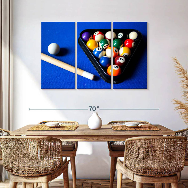 Senne Billiard Balls On Blue Table, 36" H x 57" W
