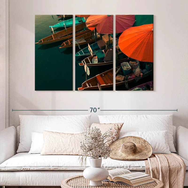 Marché flottant Mehar en Thaïlande, H 32 po x l 50 po
