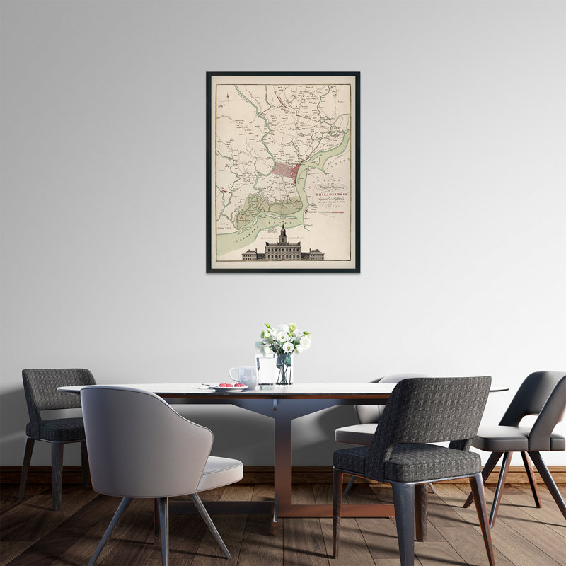 1777, Philadelphie, Pennsylvanie, carte, affiche, art mural, H 24 po x l 18 po x P 0,1 po